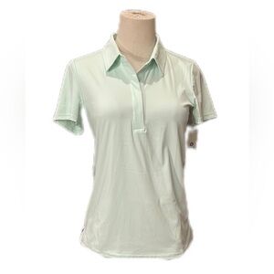 Mono B Green Fitted Short Sleeve Polo Top